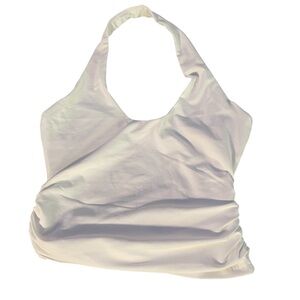 Simple white Halter Top with scrunch for snatched waist.